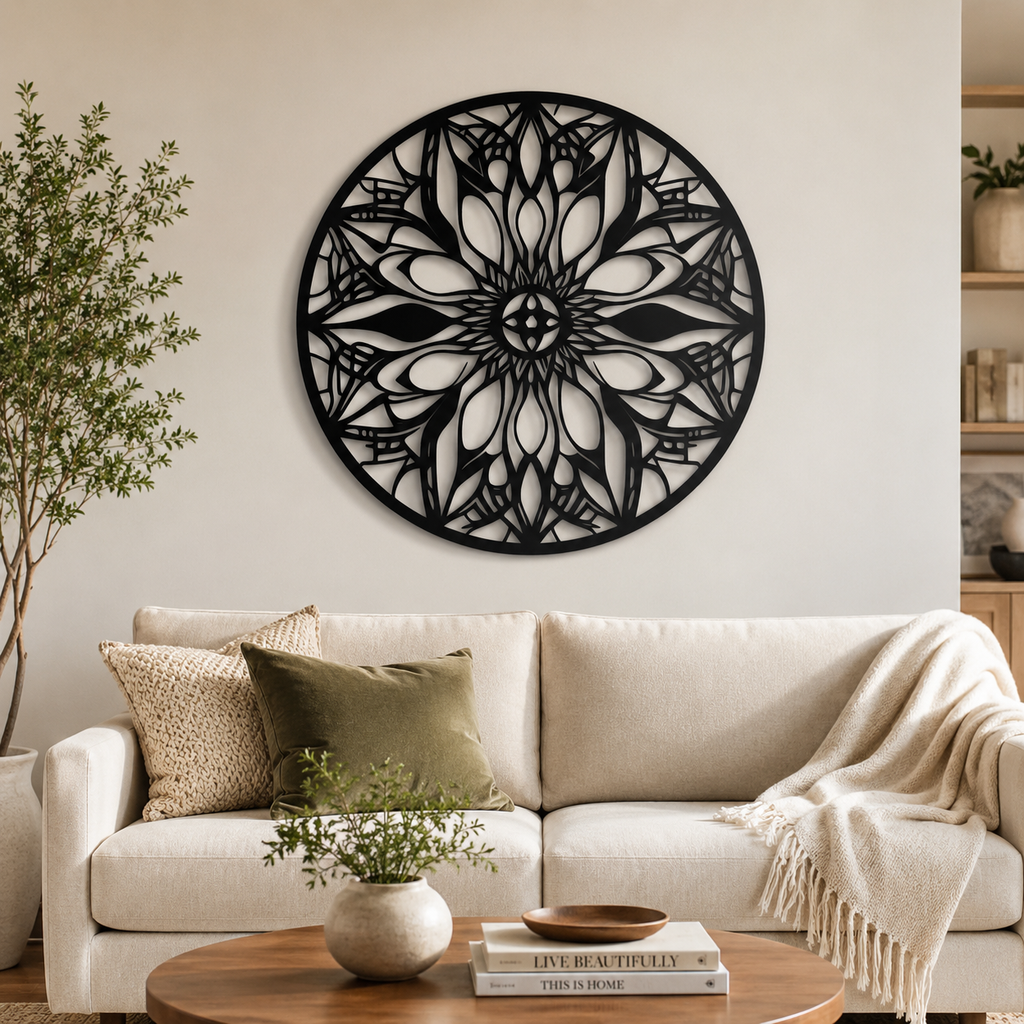 Mandala Art Design Flower Circle Metal Artwork Wall Decor