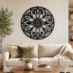 Mandala Art Design Flower Circle Metal Artwork Wall Decor