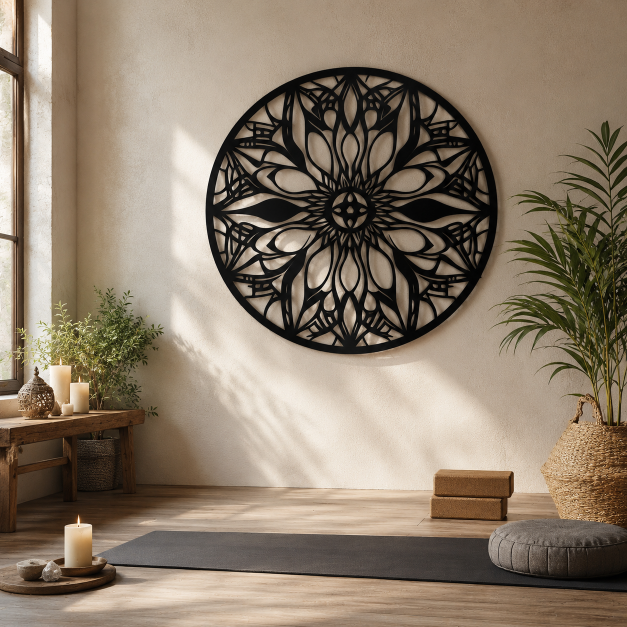 Mandala Art Design Flower Circle Metal Artwork Wall Decor