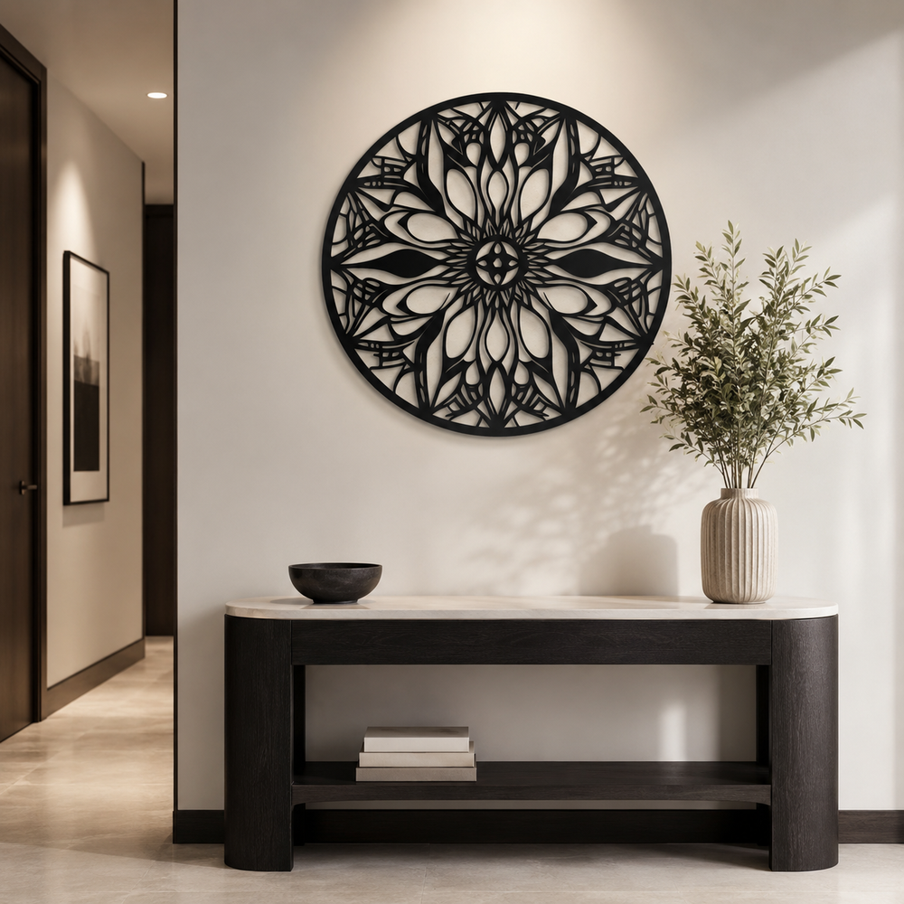 Mandala Art Design Flower Circle Metal Artwork Wall Decor