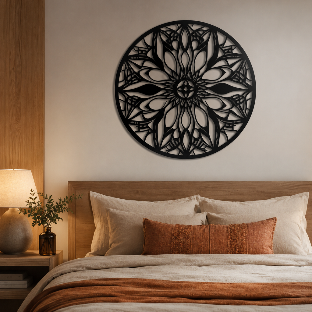 Mandala Art Design Flower Circle Metal Artwork Wall Decor