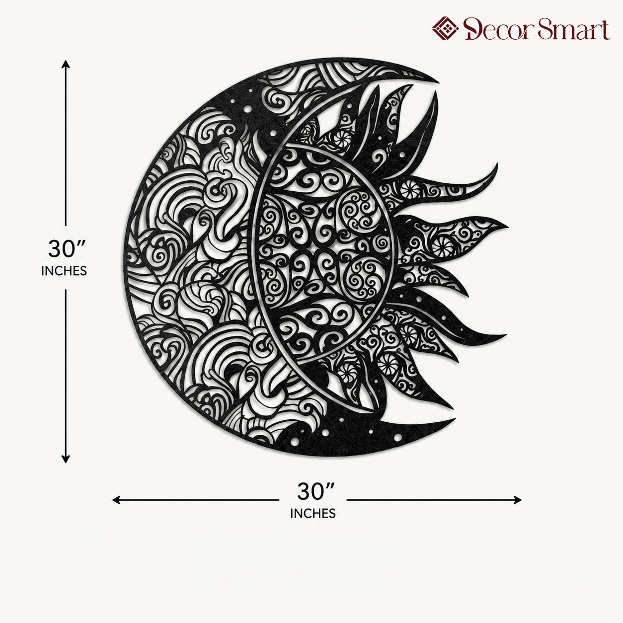 Intricate Sun and Moon Mandala Metal Art Wall Decor