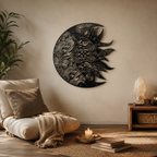 Intricate Sun and Moon Mandala Metal Art Wall Decor