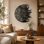 Intricate Sun and Moon Mandala Metal Art Wall Decor