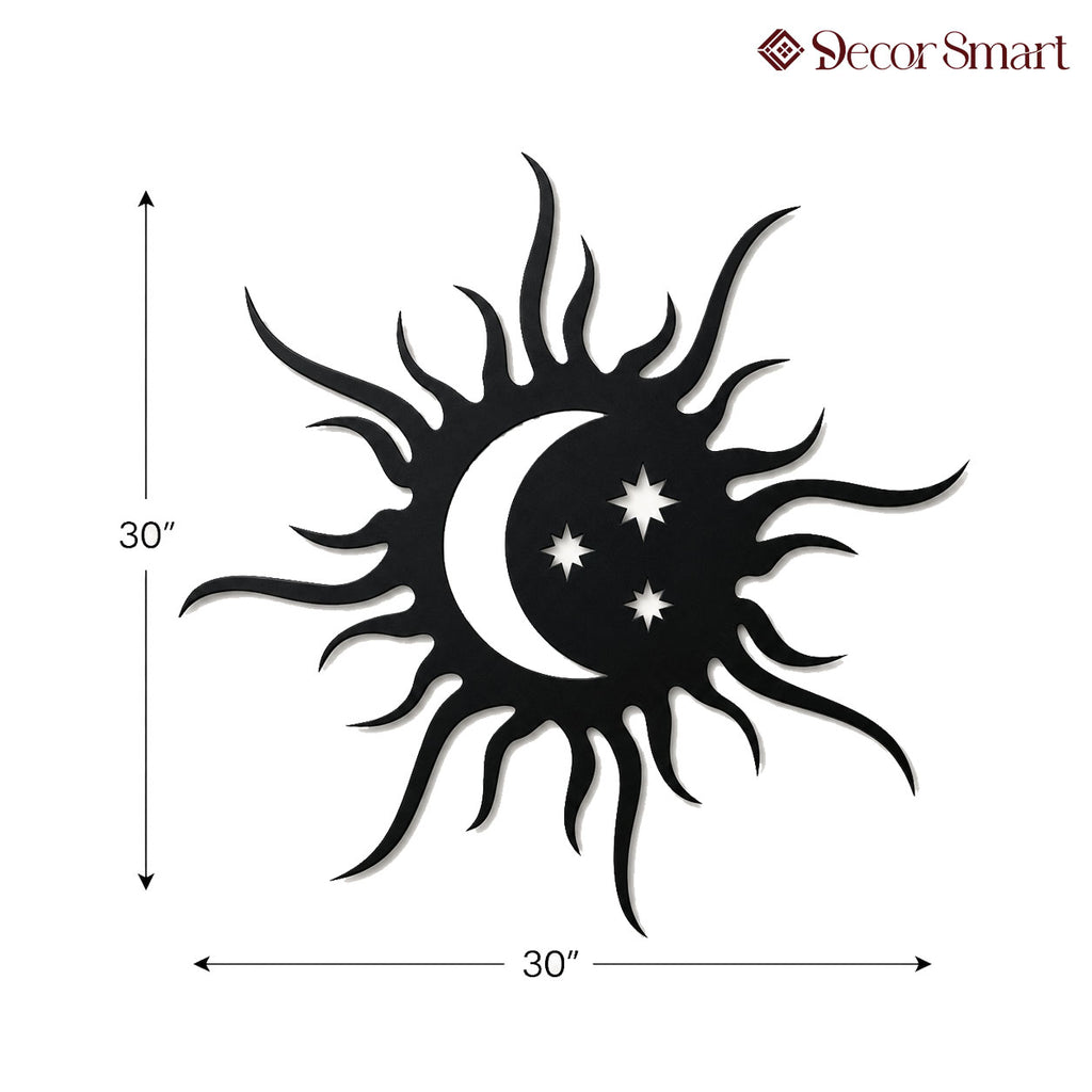Beautiful Sun Moon and Stars Metal Art Wall Decor