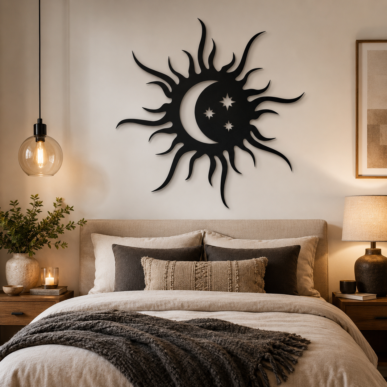 Beautiful Sun Moon and Stars Metal Art Wall Decor