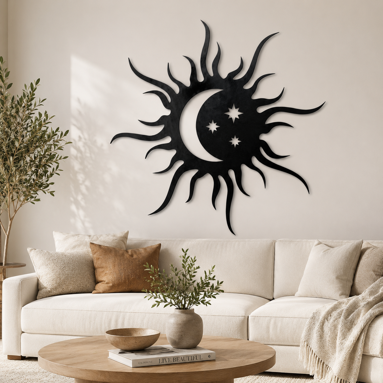 Beautiful Sun Moon and Stars Metal Art Wall Decor