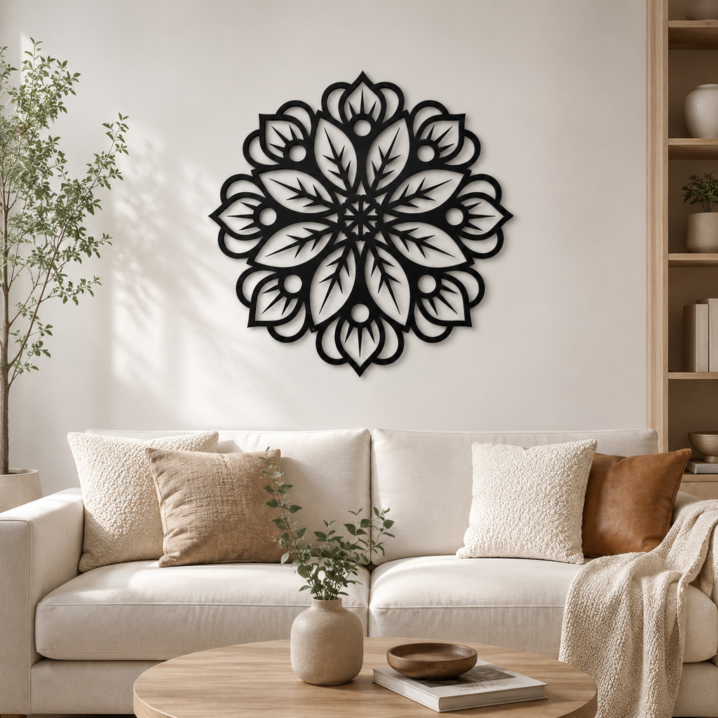 Floral Mandala Pattern Metal Art Wall Hanging Decor