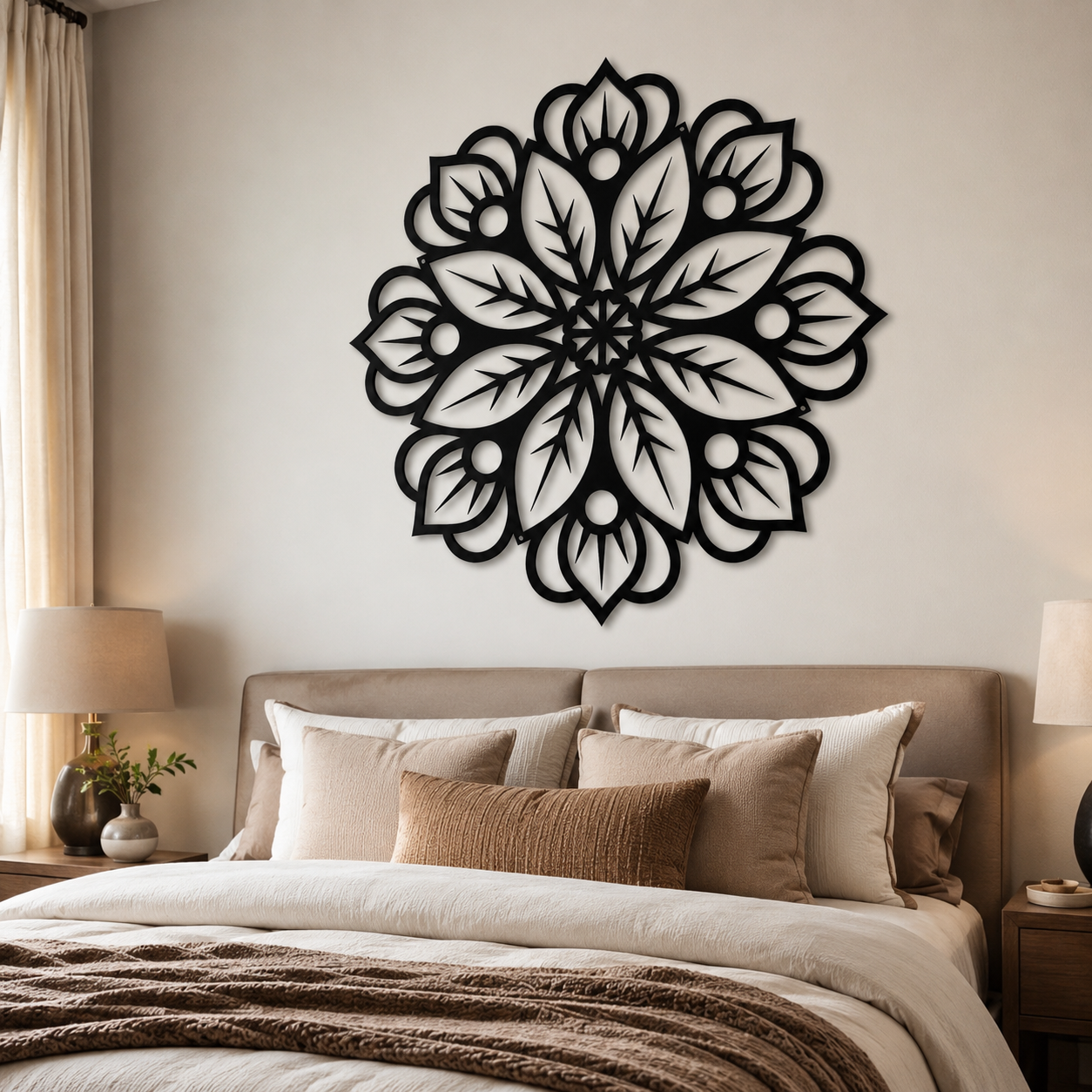 Floral Mandala Pattern Metal Art Wall Hanging Decor