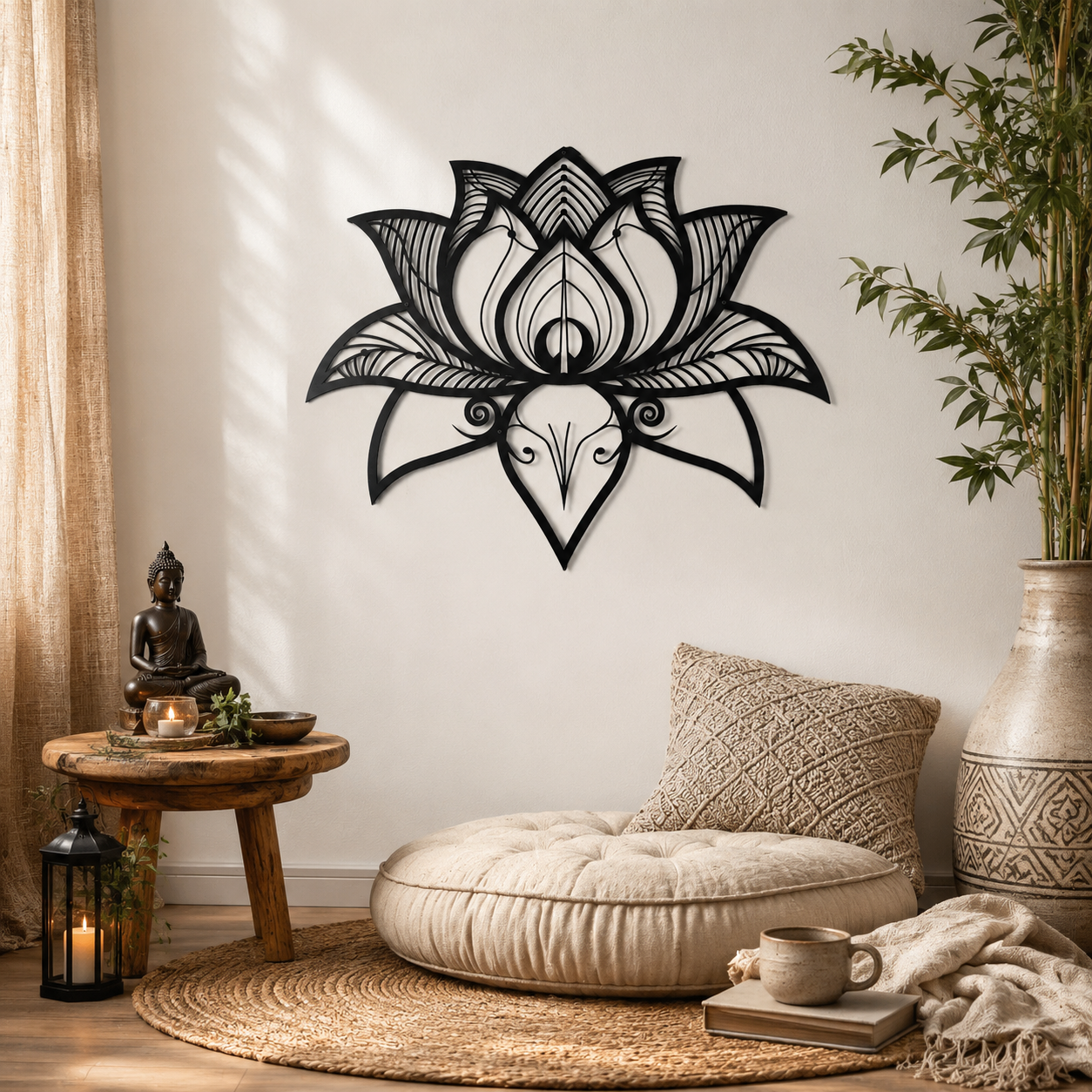 Namaste Bohemian Floral Metal Art Wall Decor