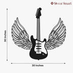 Winged Guitar Designed Metal Art Wall Decor