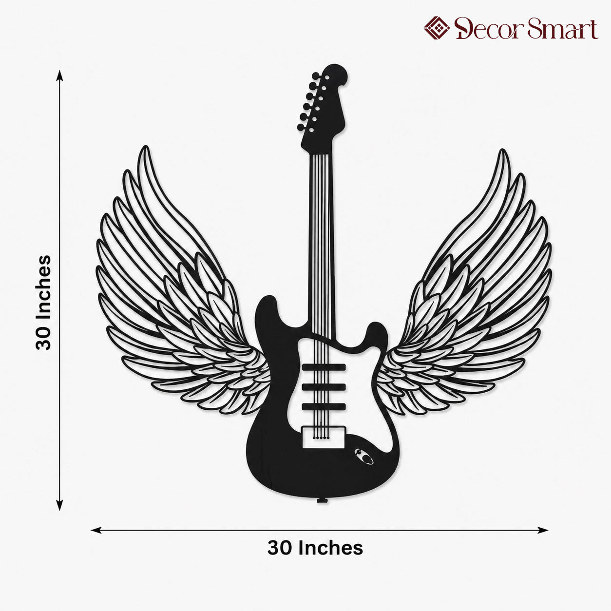 Winged Guitar Designed Metal Art Wall Decor
