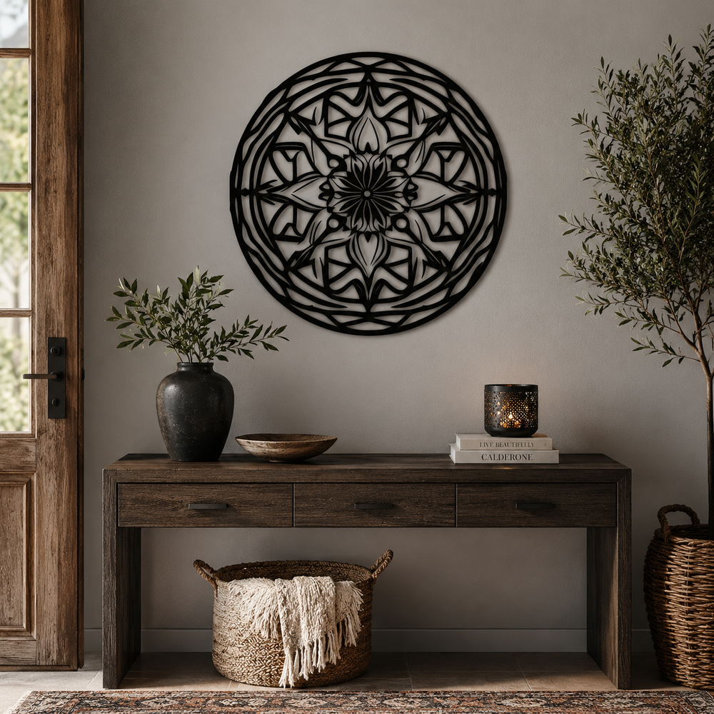Circular Stripes Mandala Pattern Metal Art Wall Decor