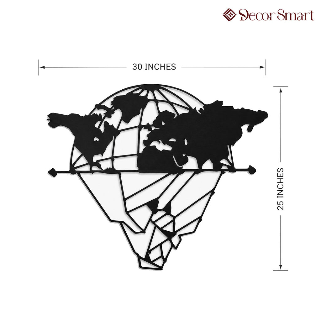 Divided Globe World Map Metal Art Wall Decor