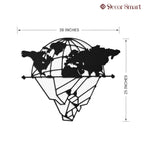 Divided Globe World Map Metal Art Wall Decor