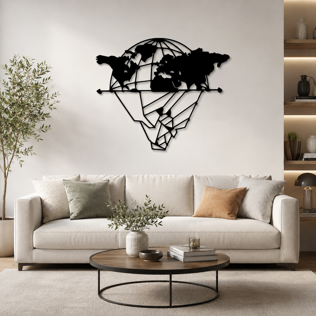 Divided Globe World Map Metal Art Wall Decor