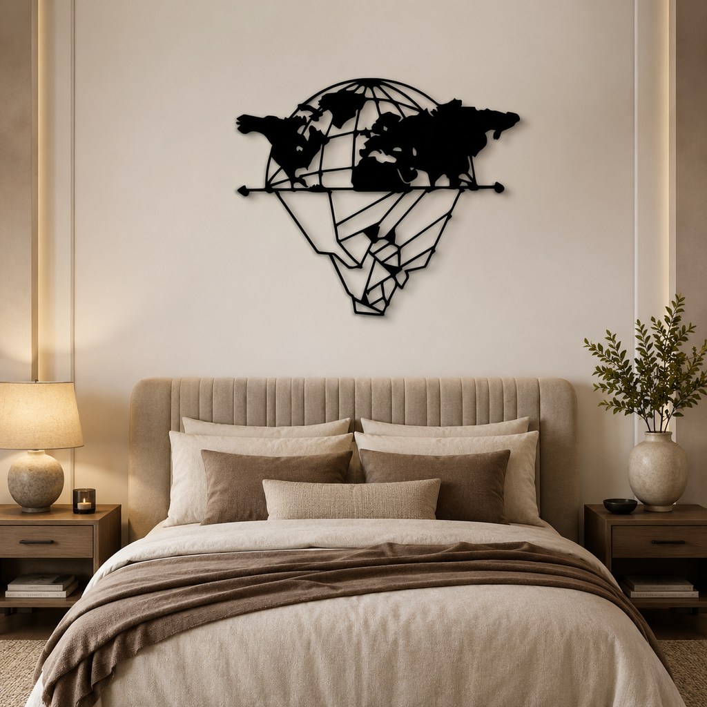 Divided Globe World Map Metal Art Wall Decor