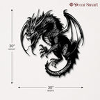Mythical Angry Dragon Silhouette Metal Art Wall Decor