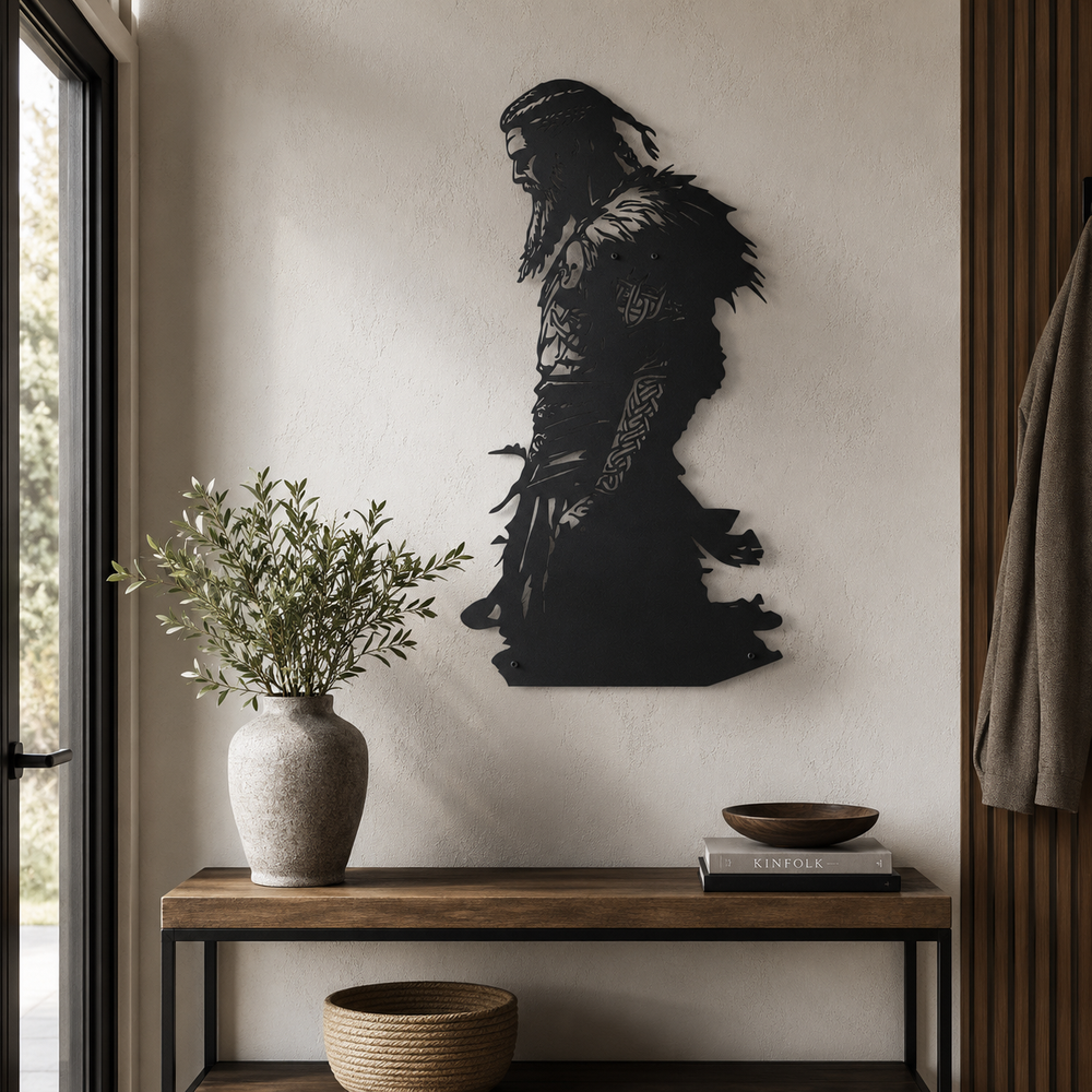 Viking Warrior Silhouette Metal Art Wall Decor