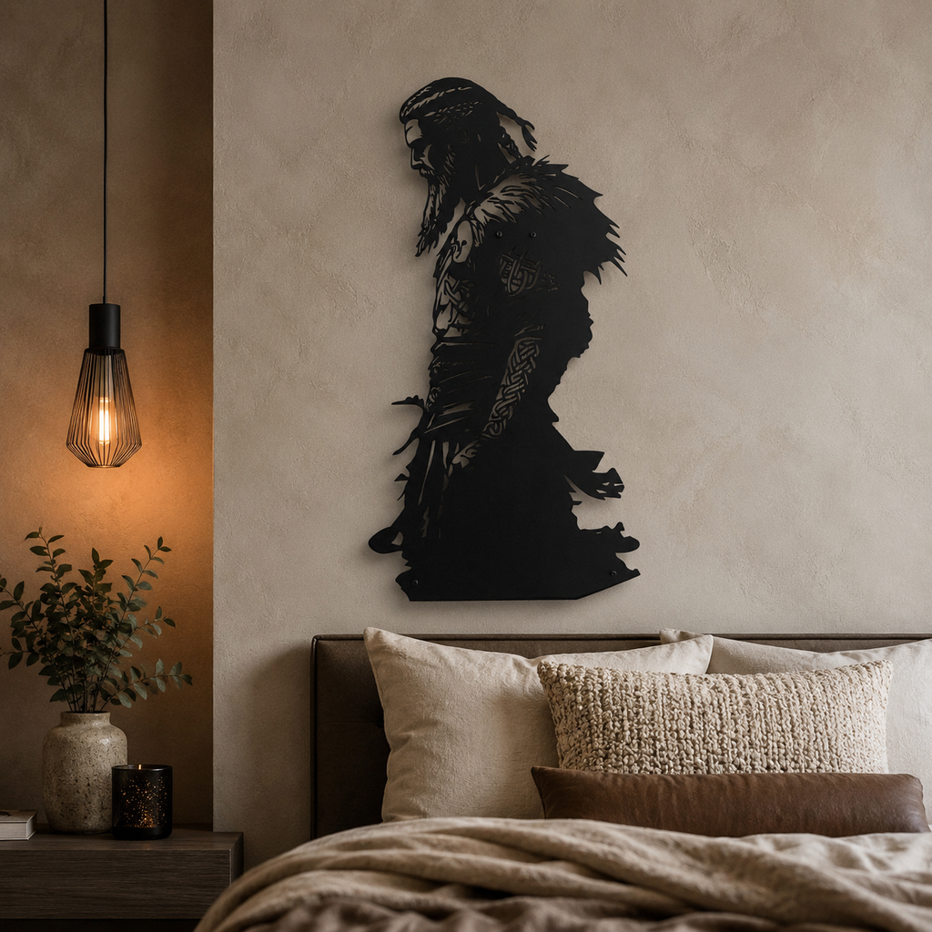 Viking Warrior Silhouette Metal Art Wall Decor
