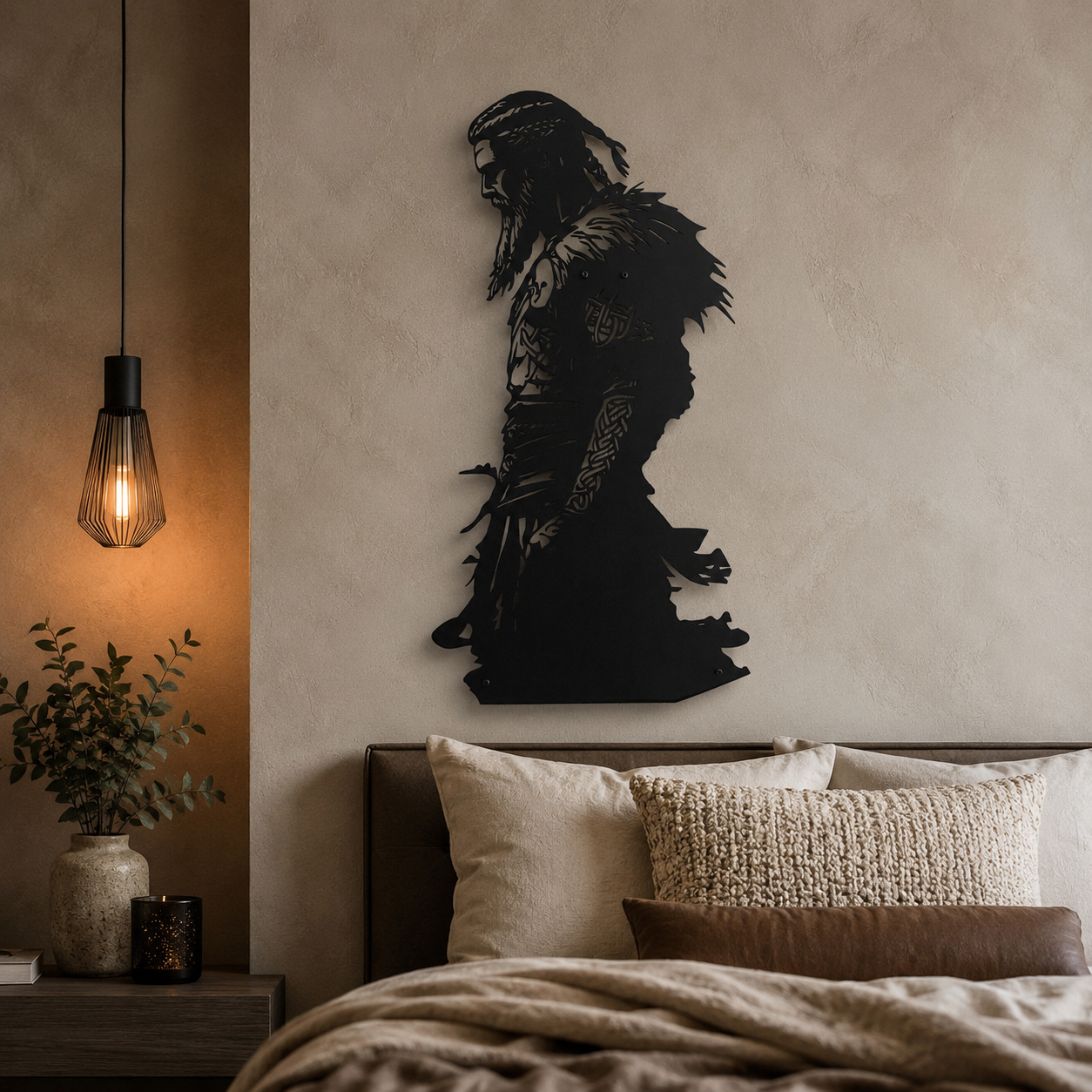 Viking Warrior Silhouette Metal Art Wall Decor