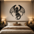 Flying Dragon with Sword Metal Wall Art Decor