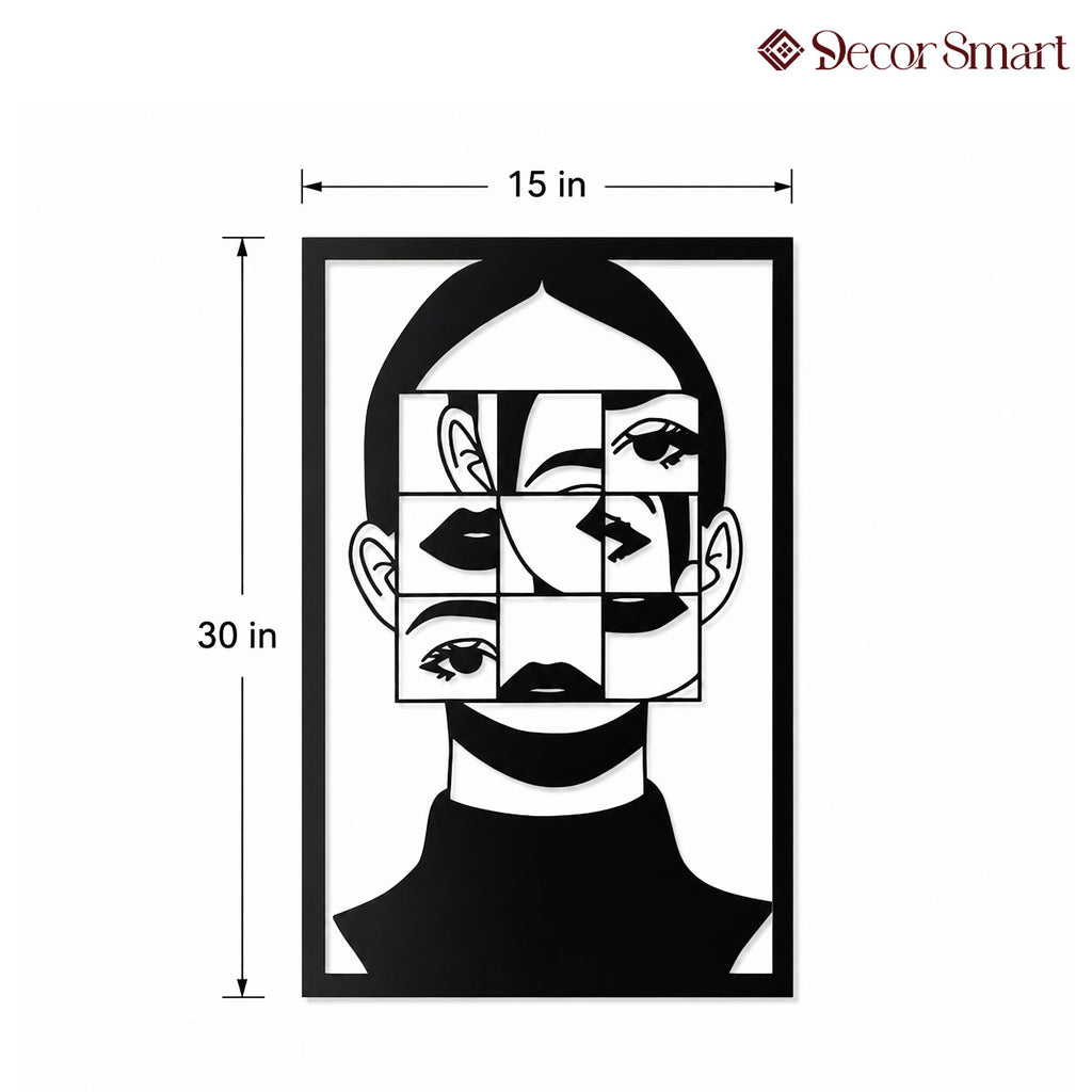 Modern Art Women Face Frame Metal Wall Art Decor