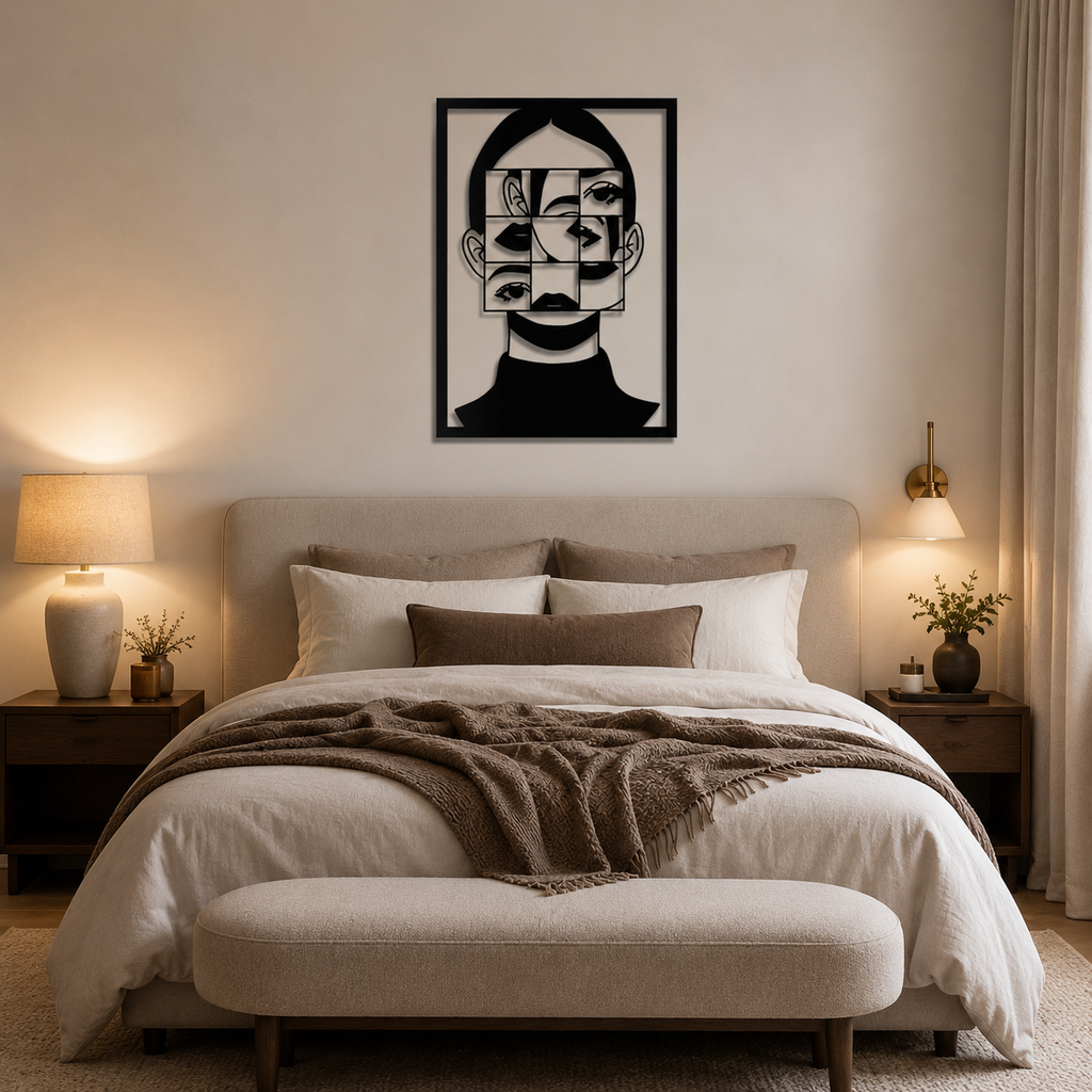 Modern Art Women Face Frame Metal Wall Art Decor
