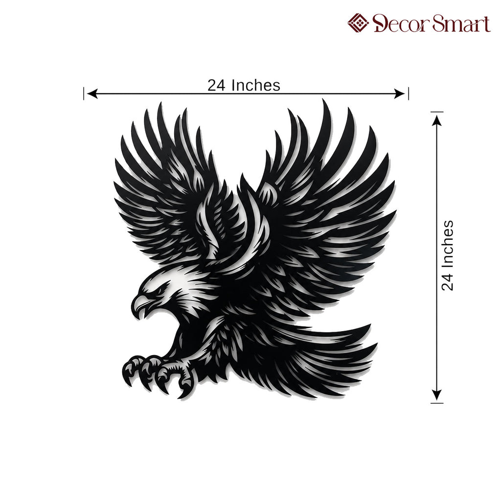 Majestic Detailed Eagle Silhouette Metal Wall Art Decor