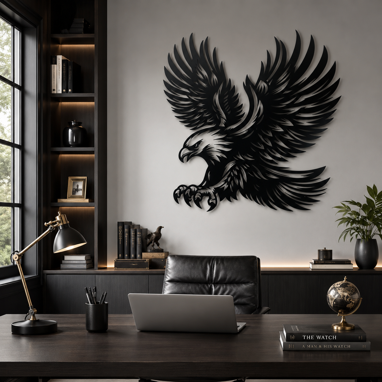 Majestic Detailed Eagle Silhouette Metal Wall Art Decor