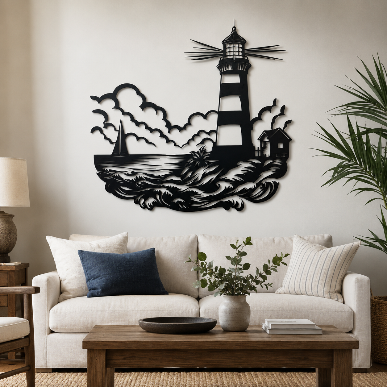 Lighthouse Scenery Shade Metal Wall Art Decor