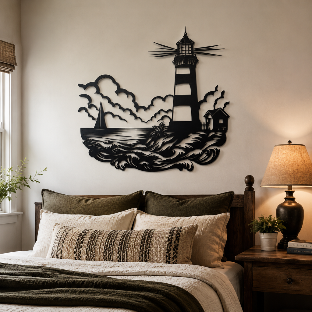 Lighthouse Scenery Shade Metal Wall Art Decor