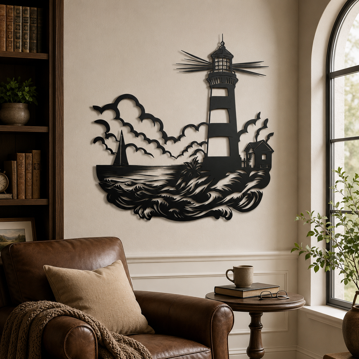 Lighthouse Scenery Shade Metal Wall Art Decor