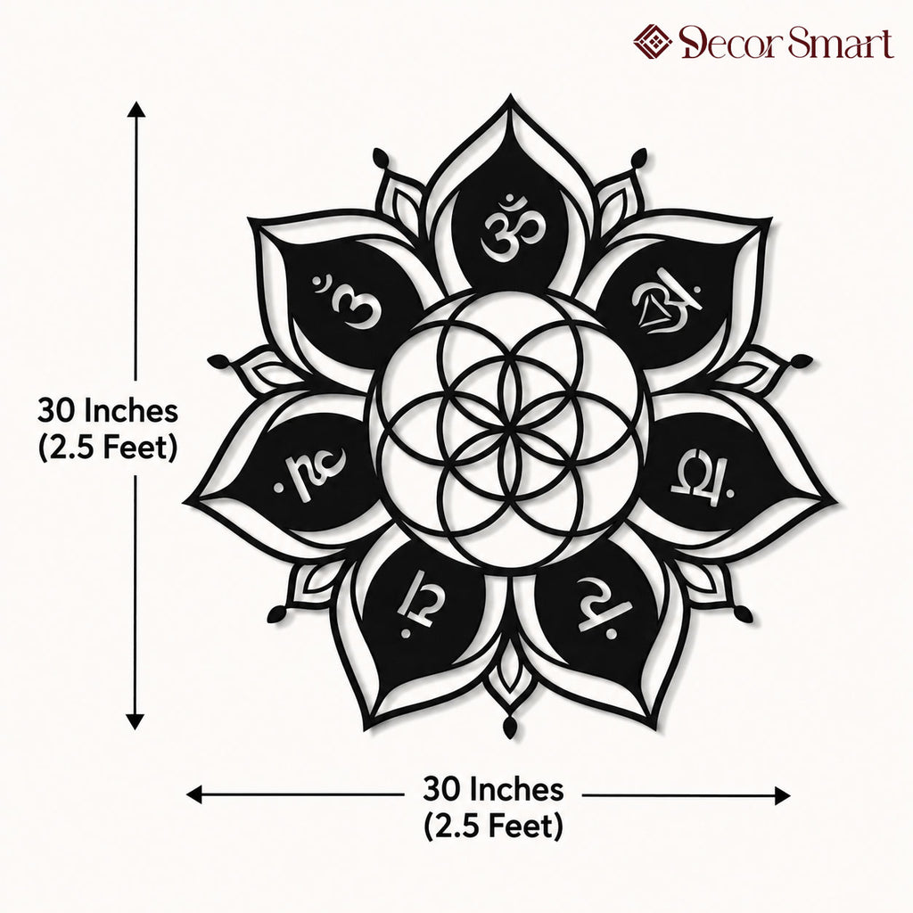 Seven Chakra Flower of Life Metal Wall Art Decor