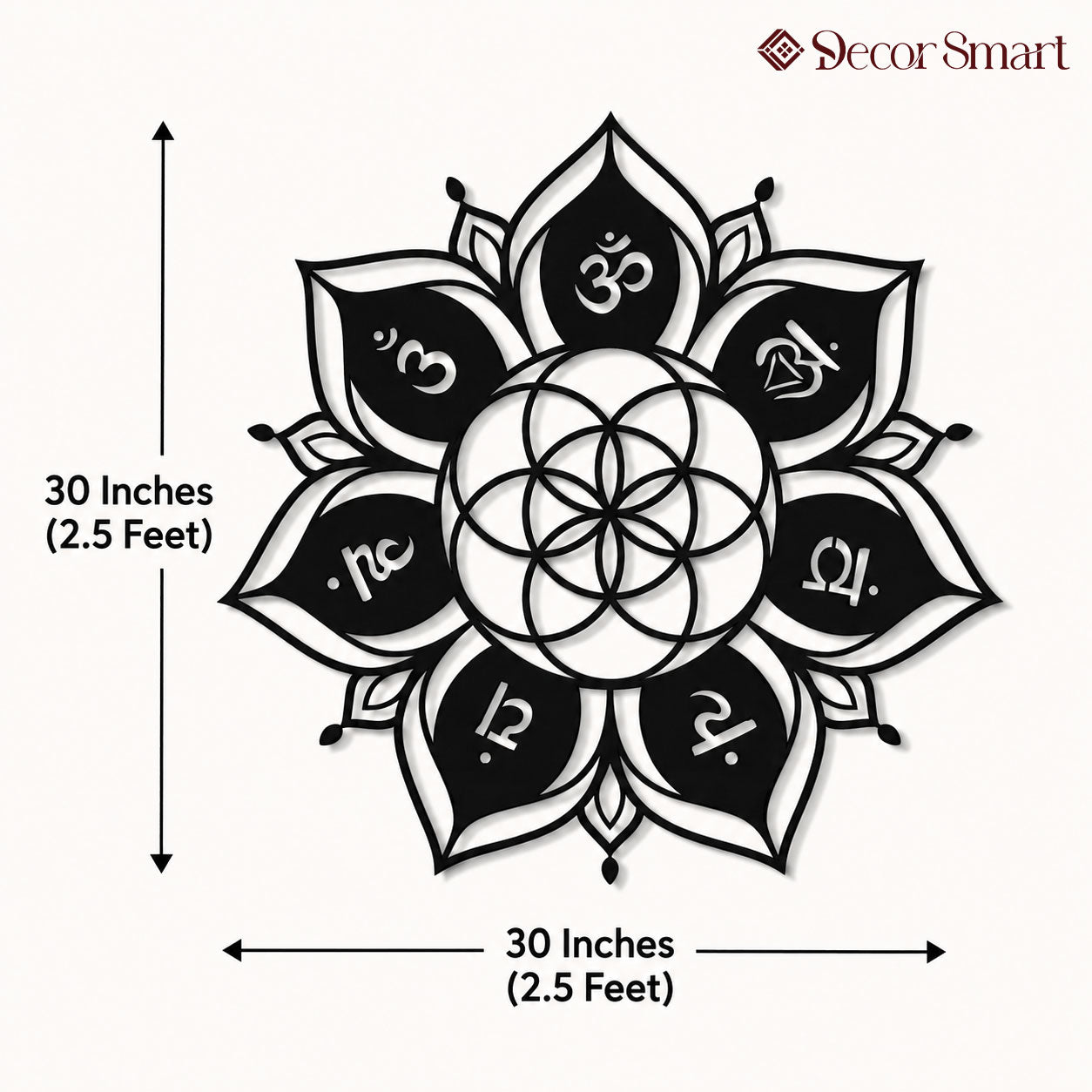 Seven Chakra Flower of Life Metal Wall Art Decor