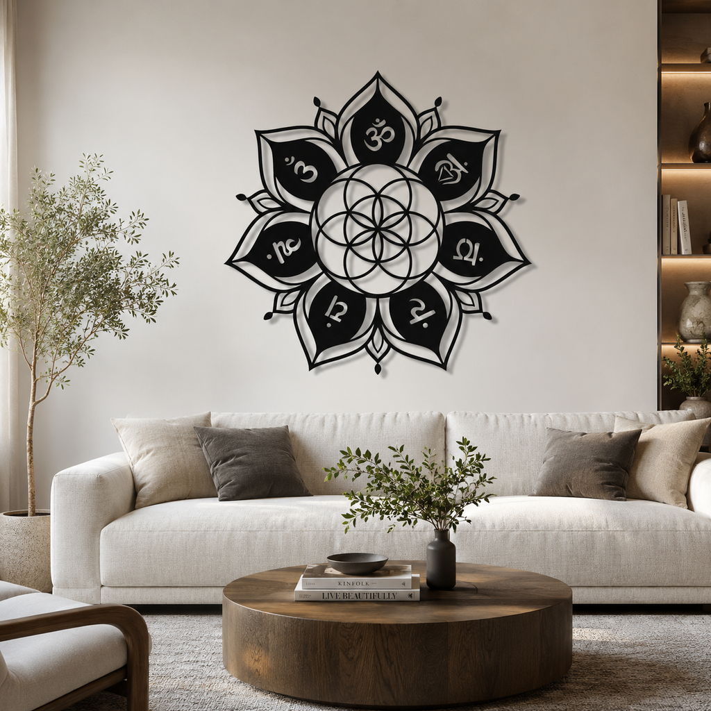Seven Chakra Flower of Life Metal Wall Art Decor