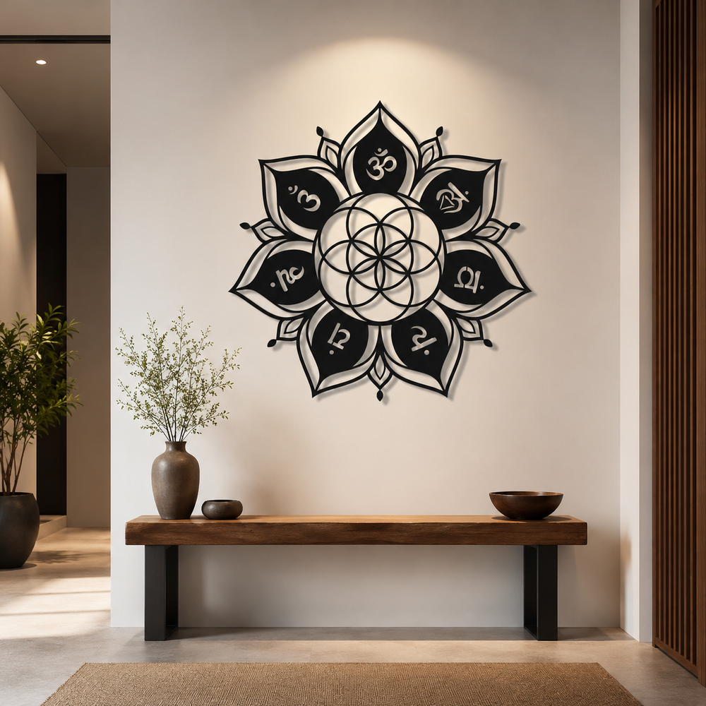 Seven Chakra Flower of Life Metal Wall Art Decor