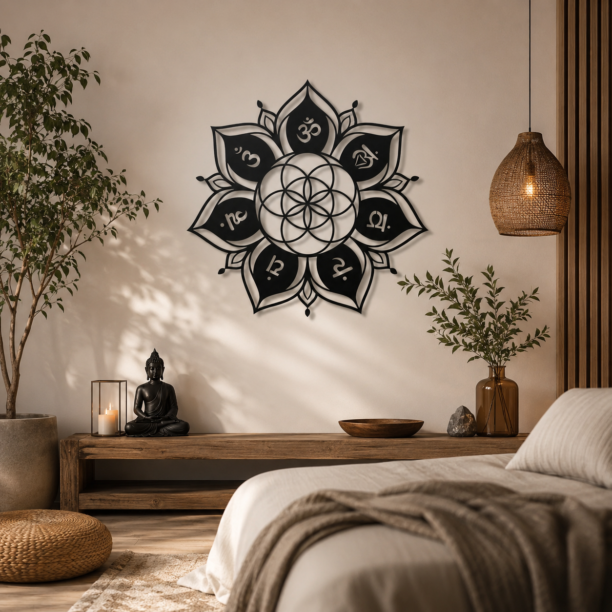 Seven Chakra Flower of Life Metal Wall Art Decor