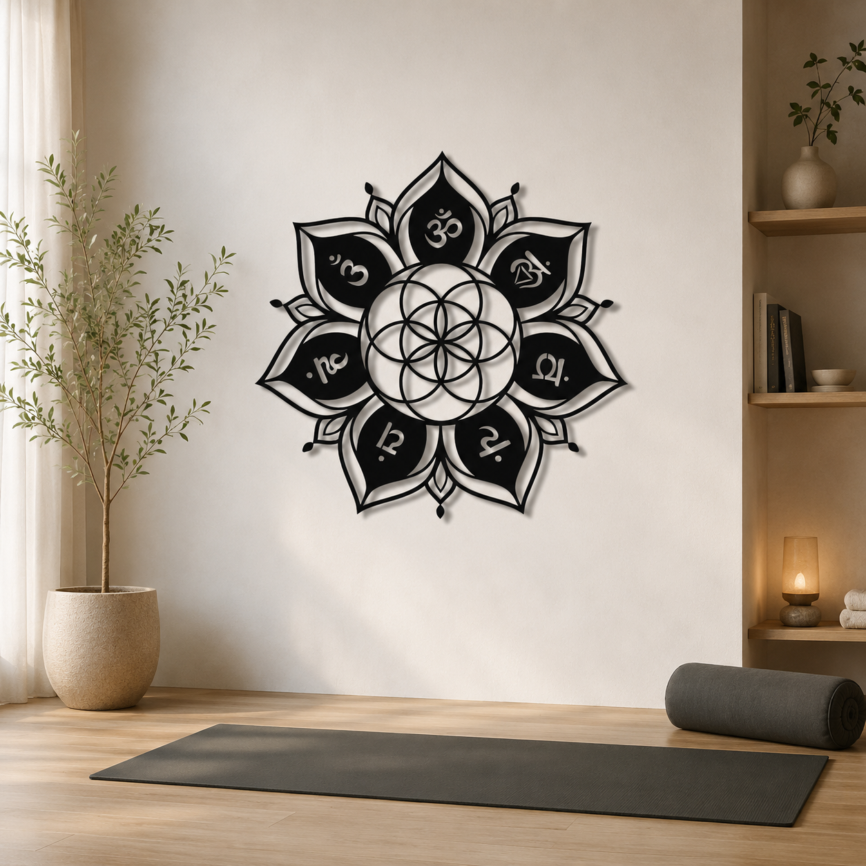 Seven Chakra Flower of Life Metal Wall Art Decor