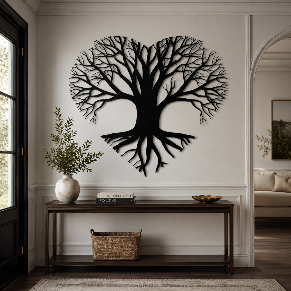 Tree of Life Heart Shape Design Metal Wall Art Decor