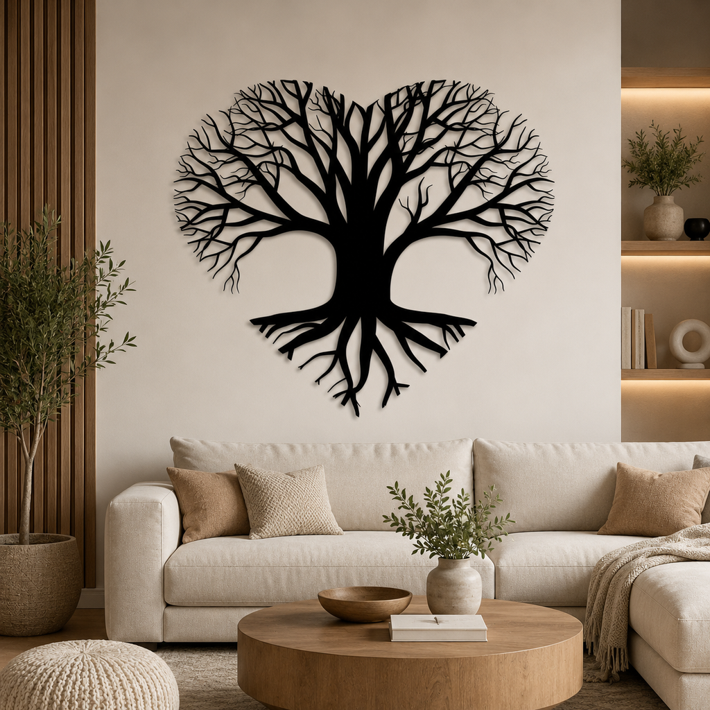 Tree of Life Heart Shape Design Metal Wall Art Decor