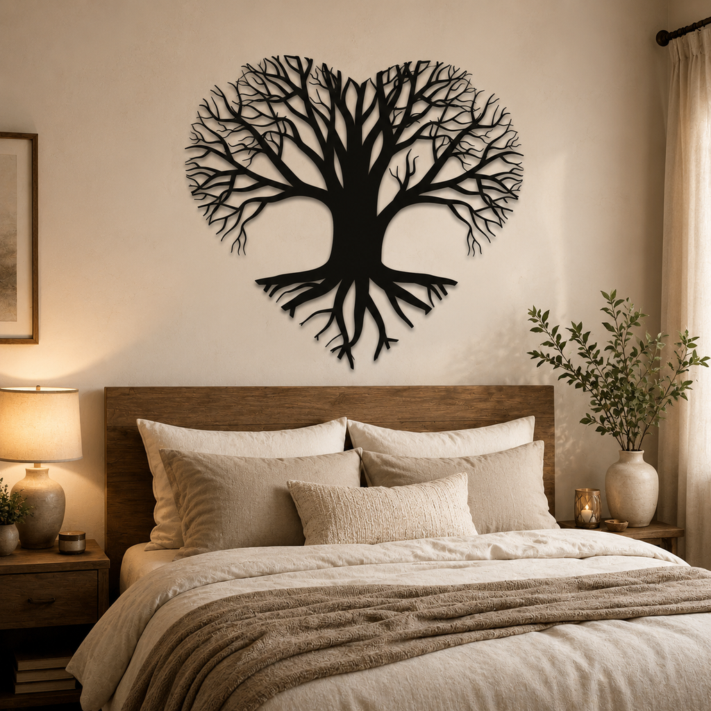 Tree of Life Heart Shape Design Metal Wall Art Decor