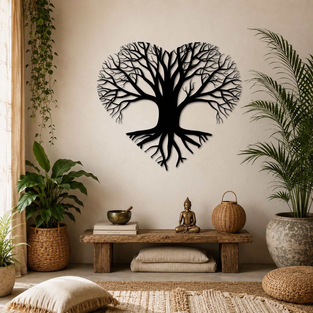 Tree of Life Heart Shape Design Metal Wall Art Decor