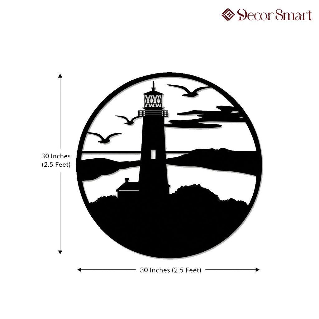 Flying Birds Lighthouse Scenery Metal Wall Art Decor