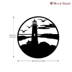 Flying Birds Lighthouse Scenery Metal Wall Art Decor