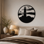 Flying Birds Lighthouse Scenery Metal Wall Art Decor