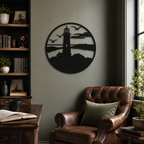 Flying Birds Lighthouse Scenery Metal Wall Art Decor