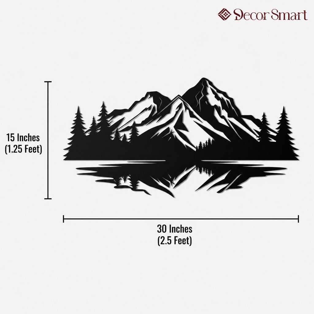 Mirrored Mountain Vista Scenery Metal Wall Art Decor