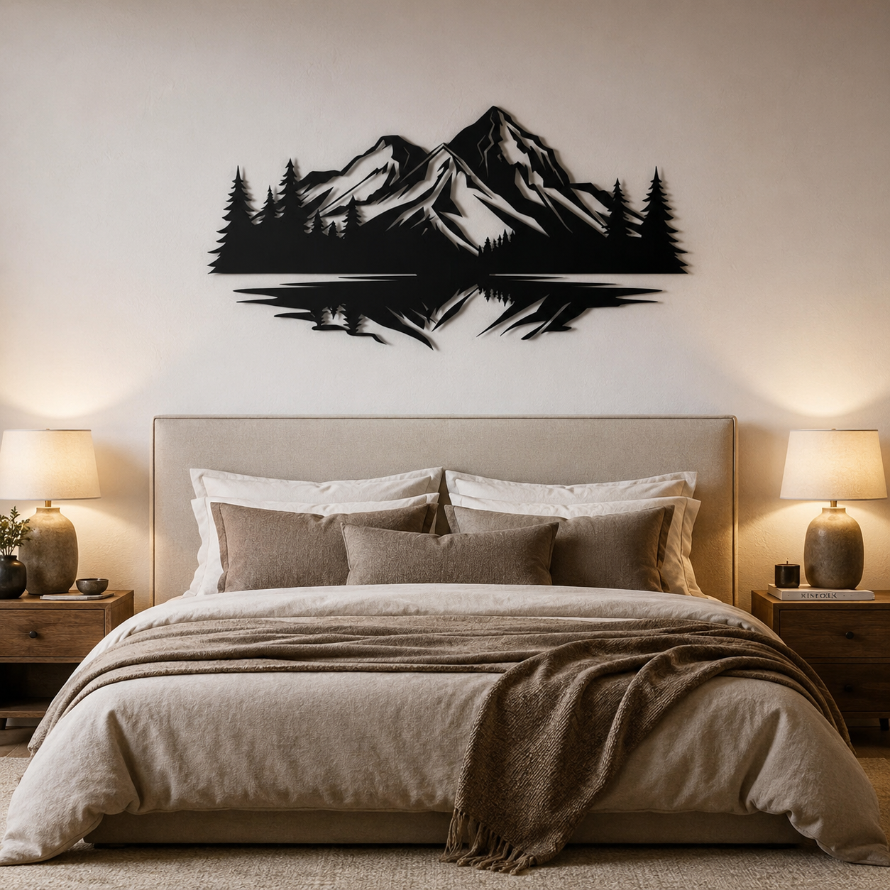 Mirrored Mountain Vista Scenery Metal Wall Art Decor