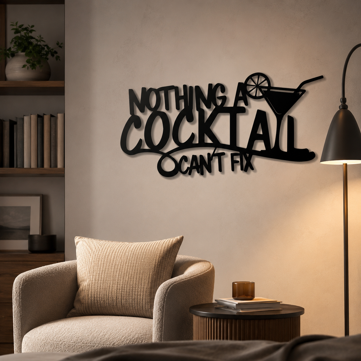 Nothing A Cocktail Can't Fix Bar Metal Wall Art Decor
